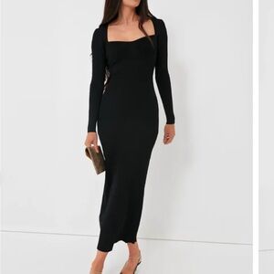 STAUD Elegant Black Long Sleeve Dress